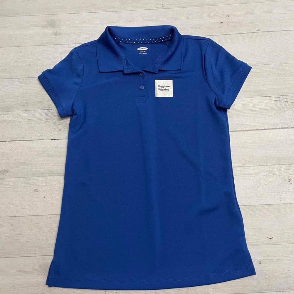 Old navy‎ girls blue moisture wicking polo shirt 10/12 NEW